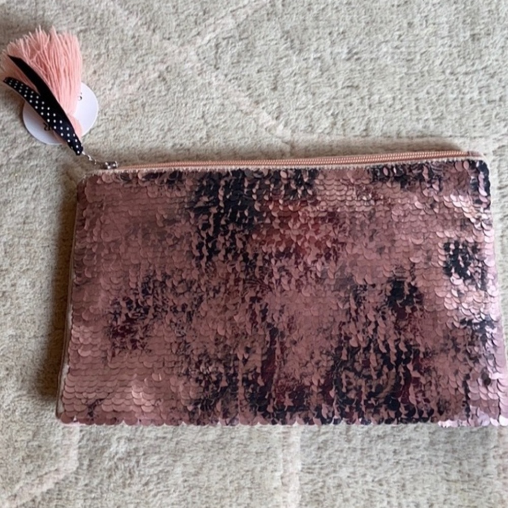 Blush sequin pouch